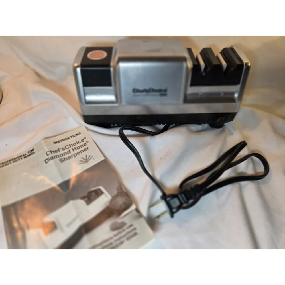 Vintage Chef's Choice Chrome Diamond Hone Knife Sharpener Model 100 Heavy Duty